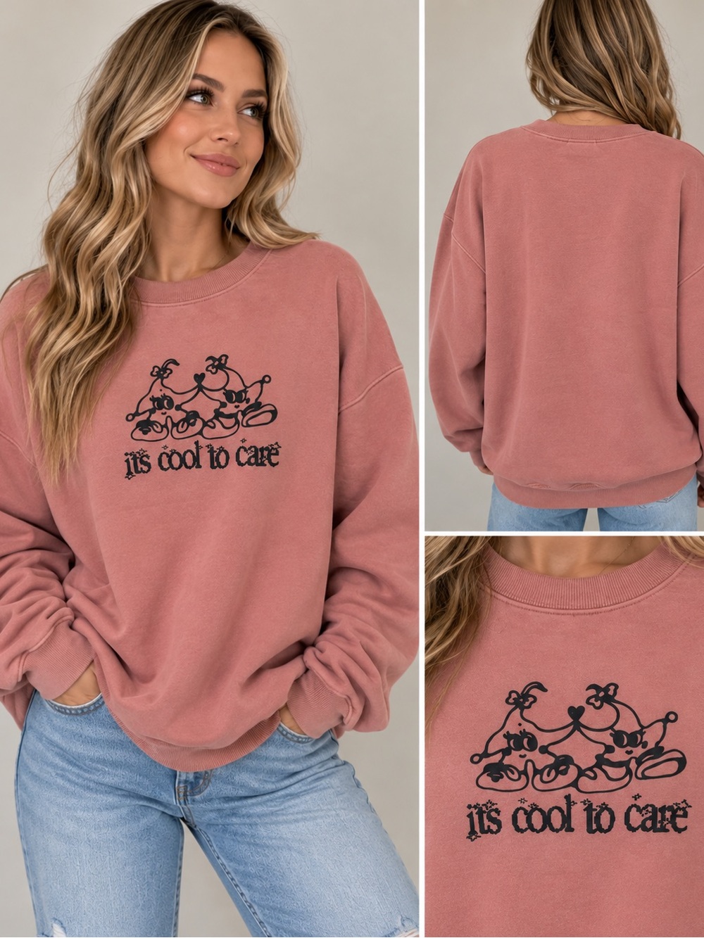 LONELY GHOST Dusty Rose Graphic Crewneck Sweatshirt